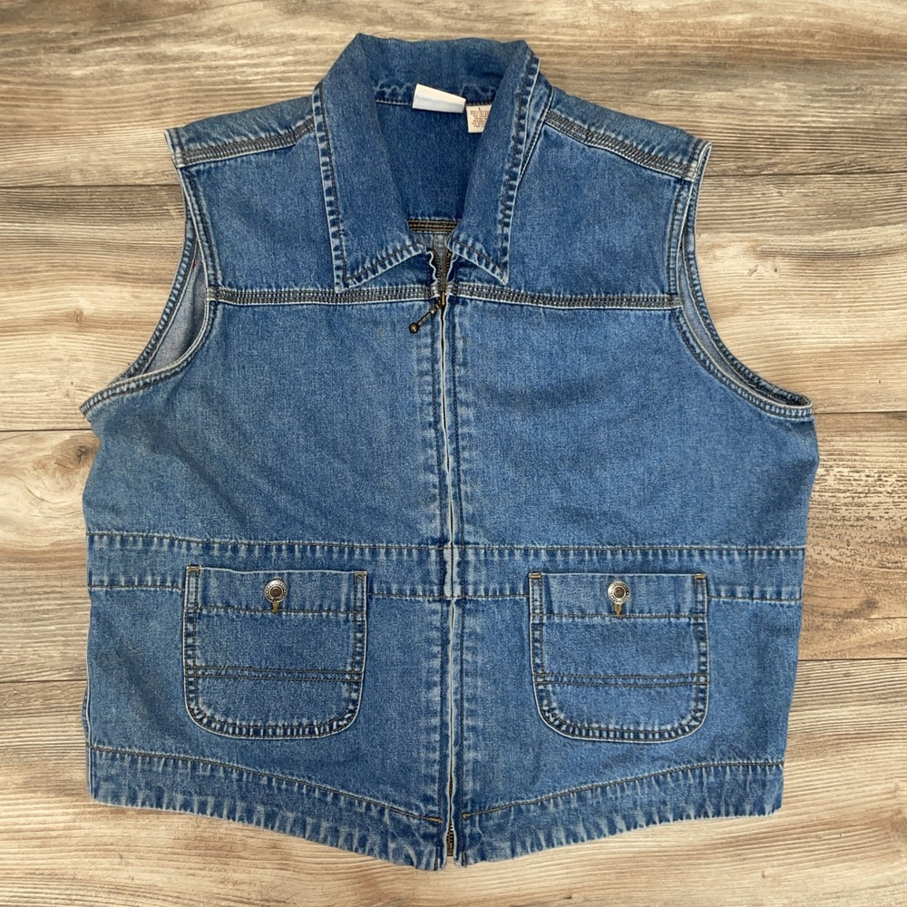 Vintage Crossroads Vest Jacket Size L Women's Blue Jean